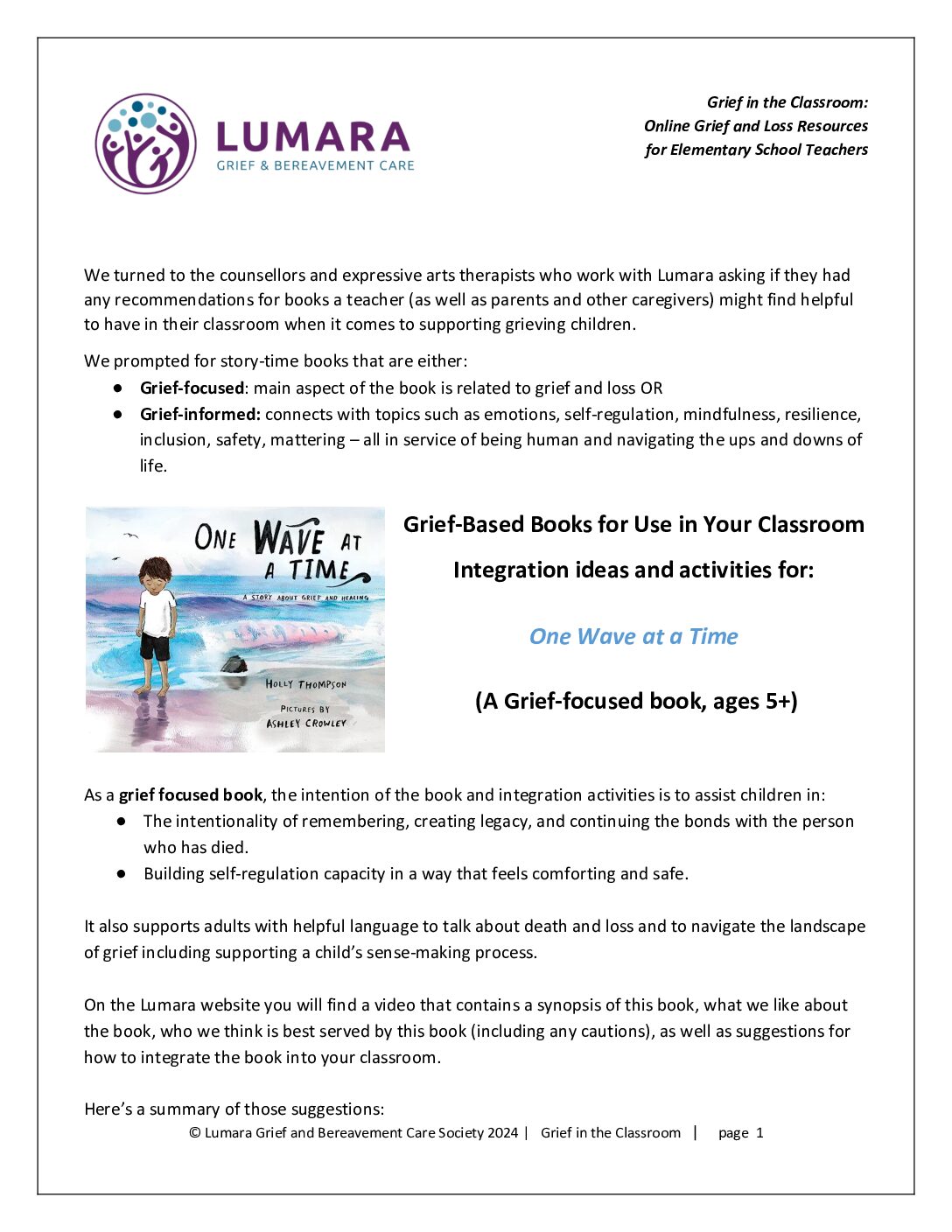 Integration Activities for One Wave at a Time